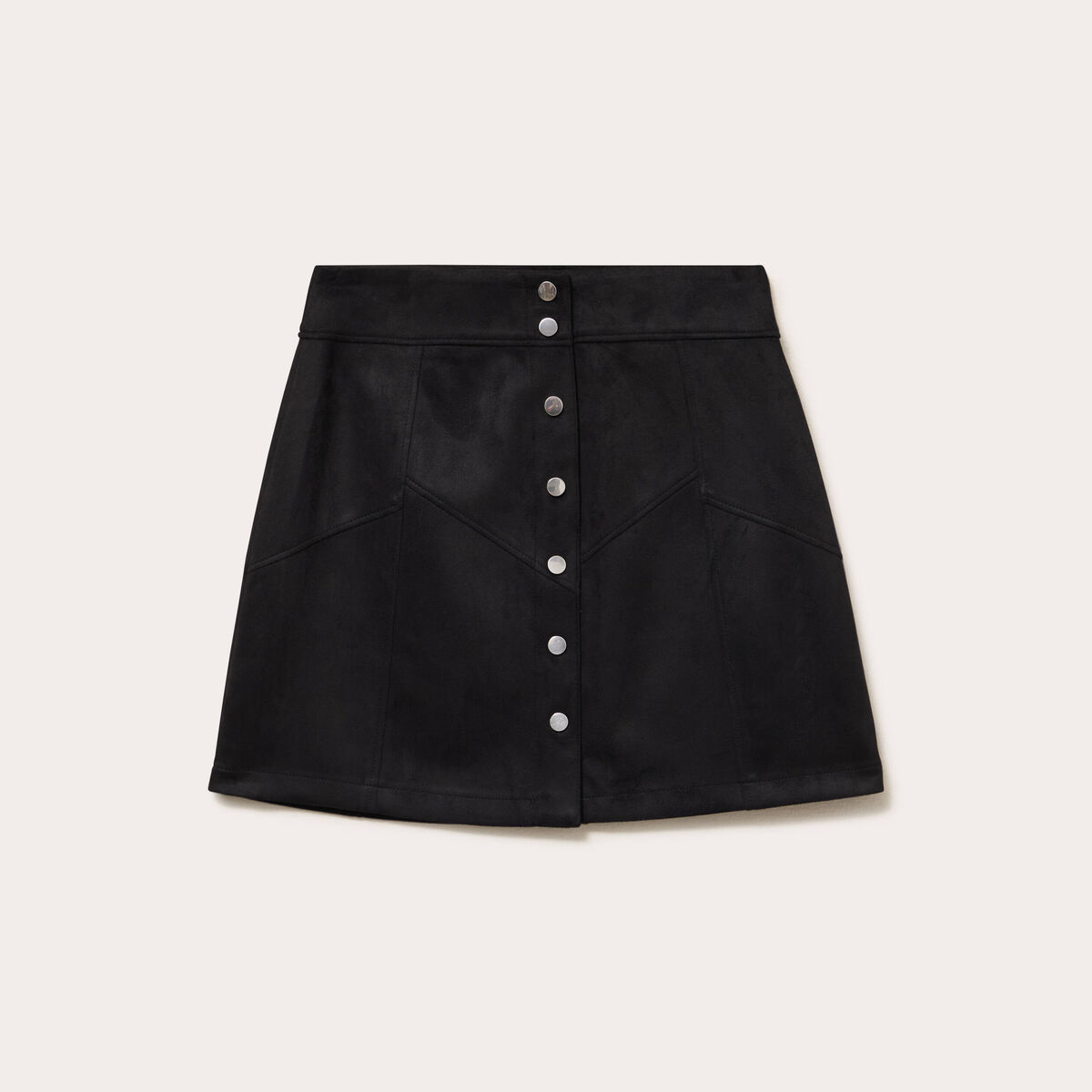 Jupe trap&egrave;ze courte aspect daim noir femme