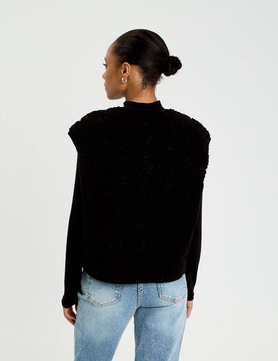 Gilet sans manches effet polaire noir femme