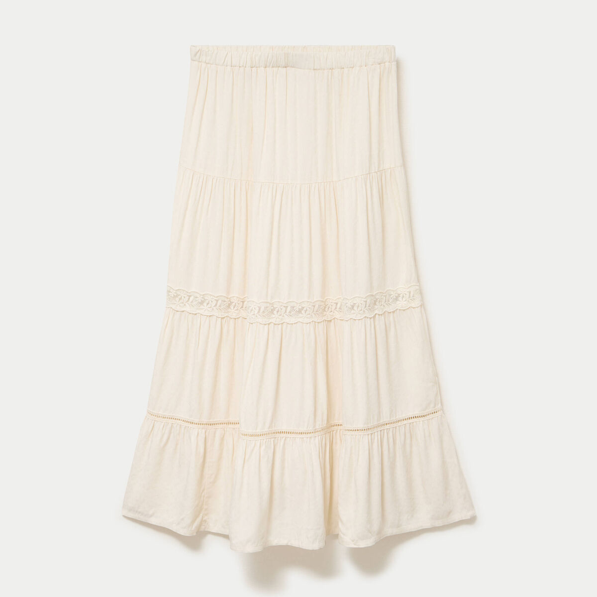 Jupe &eacute;vas&eacute;e longueur 3/4 dentelle ecru femme