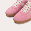 Baskets basses &agrave; lacets rose poudr&eacute;e femme