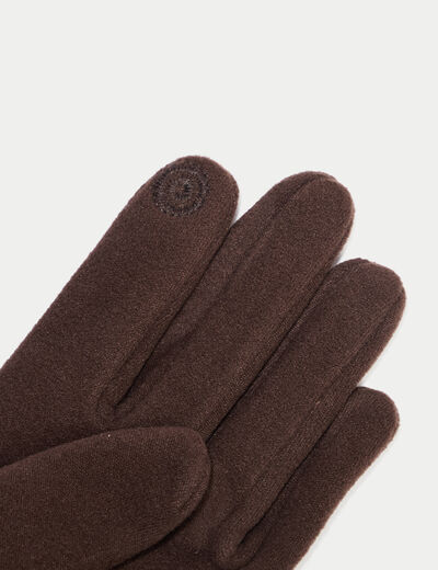 Gants fausse fourrure marron fonc&eacute; femme