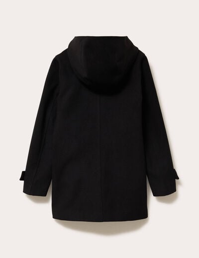 Manteau ajust&eacute; 3/4 &agrave; capuche noir femme