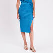 Jupe moulante fendue bleu femme