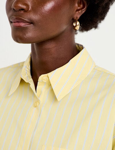 Chemise oversize manches longues jaune femme