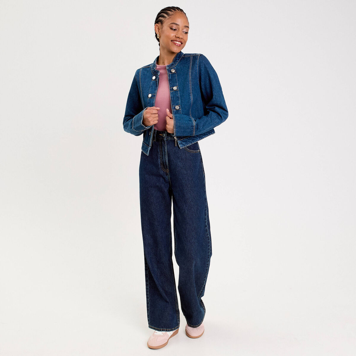 Veste en jean avec boutons denim stone femme