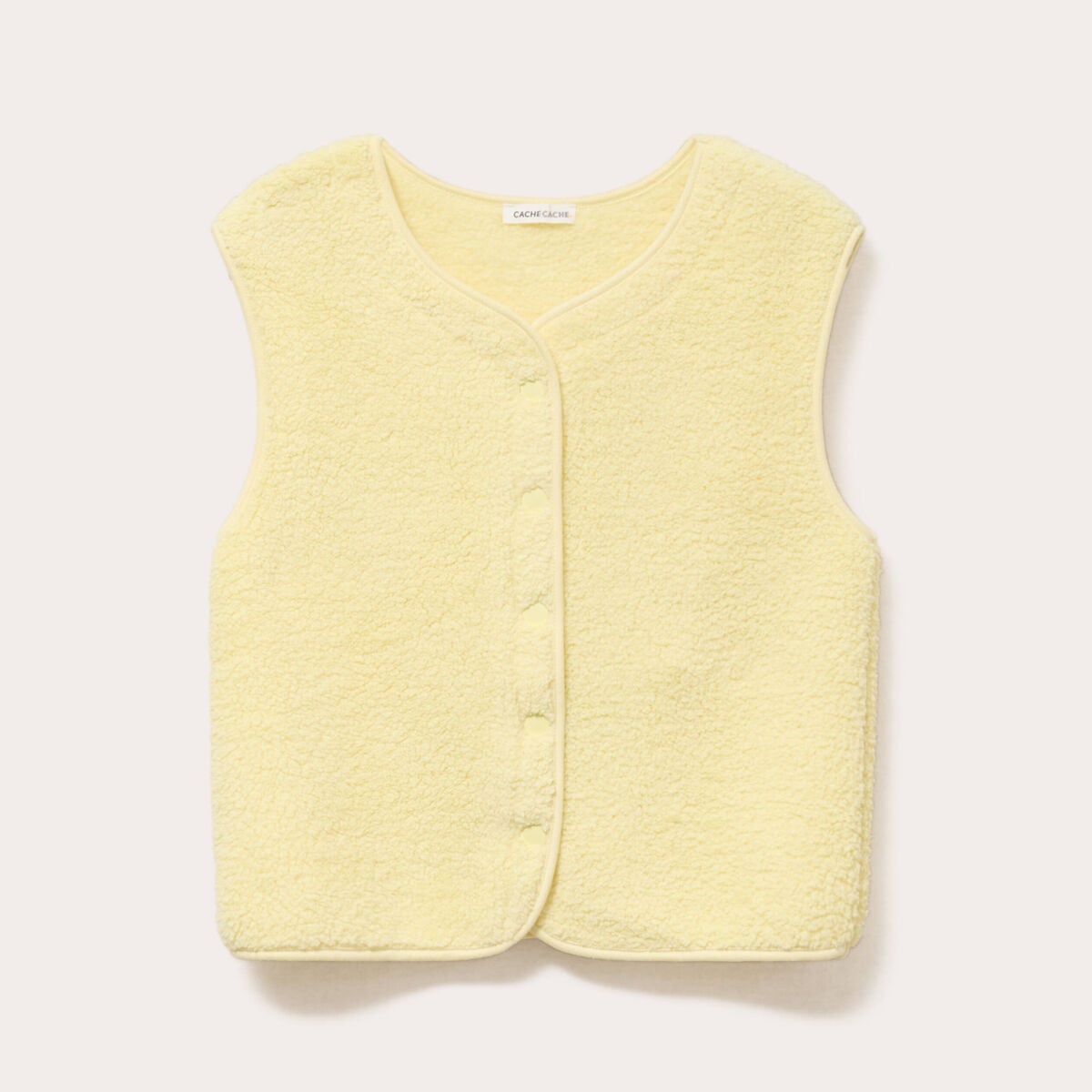 Gilet sans manches effet polaire jaune clair femme