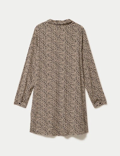 Robe courte &eacute;vas&eacute;e col chemise ecru femme