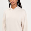 Sweat &agrave; capuche manches longues ecru femme