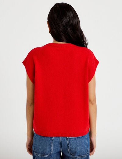 Gilet ample sans manches rouge femme