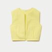 Gilet barman ample cropped pliss&eacute; jaune citron femme