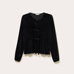 Blouse nou&eacute;e en velours noir femme