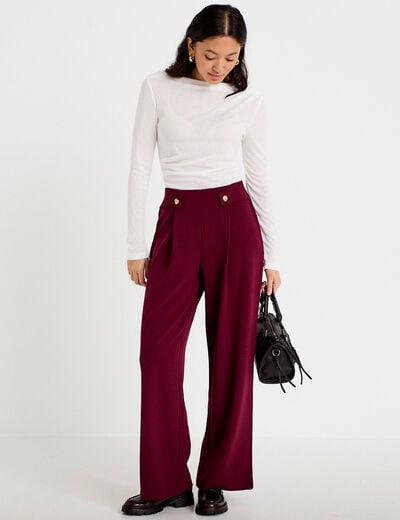Pantalon bootcut taille standard bordeaux femme