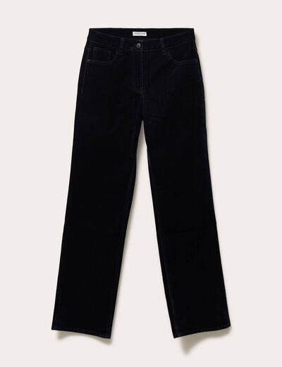Pantalon droit en velours noir femme