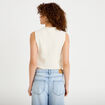 Gilet sans manches col am&eacute;ricain ecru femme