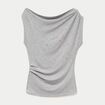 Top ajust&eacute; sans manches col bateau gris clair femme