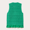 D&eacute;bardeur col v ajour&eacute; aspect dentelle vert menthe femme