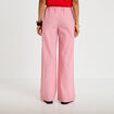 Pantalon large taille haute rouge femme
