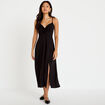 Robe longue &eacute;vas&eacute;e fendue noir femme