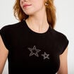 T-shirt ajust&eacute; court col rond noir femme