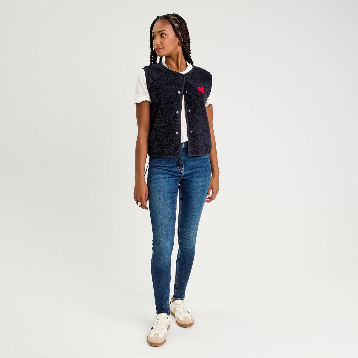 Jean skinny push-up taille standard denim stone femme