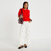 Pantalon wide leg taille haute velours blanc femme