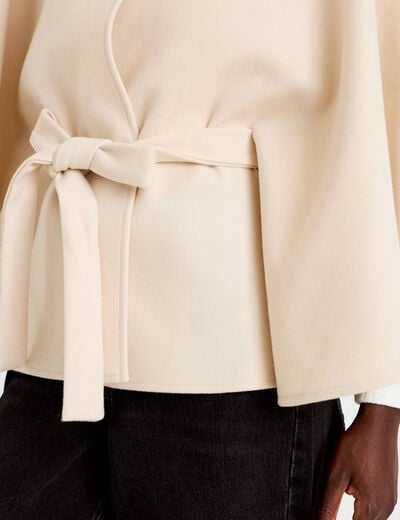 Poncho en fausse fourrure ivoire femme