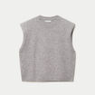 Pull sans manches col rond gris clair femme