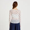 Top dentelle pliss&eacute; col bateau blanc femme