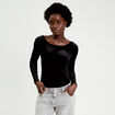 Body en velours d&eacute;collet&eacute; dos noir femme