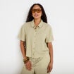 Chemise manches courtes jaune femme