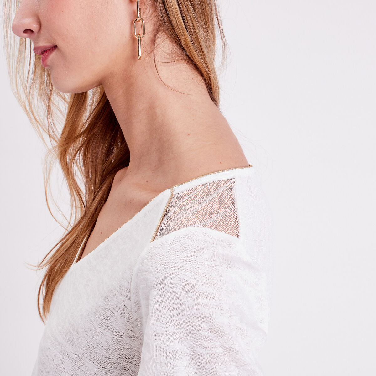 T-shirt manches courtes ecru femme
