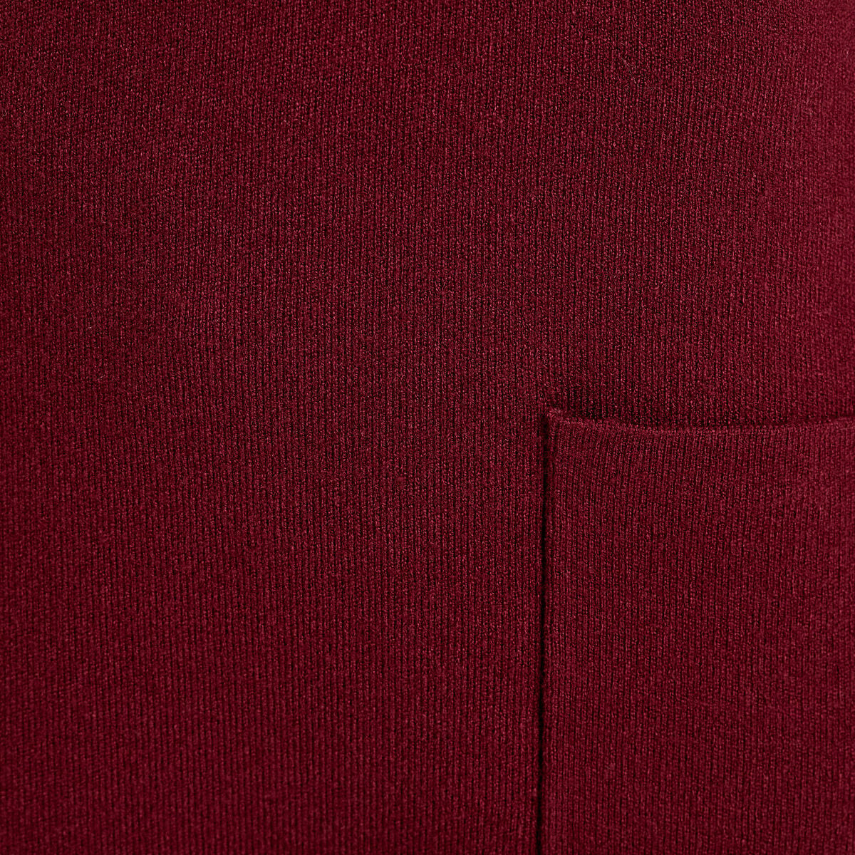 Robe manches longues col montant bordeaux femme