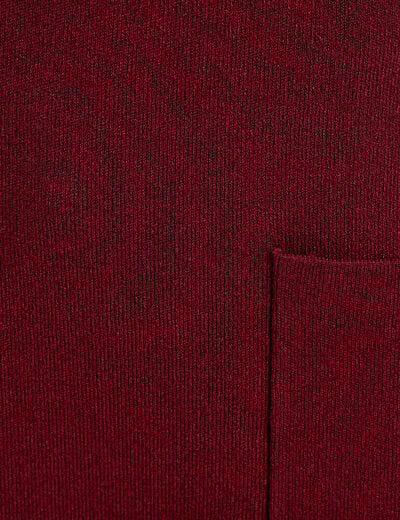 Robe manches longues col montant bordeaux femme