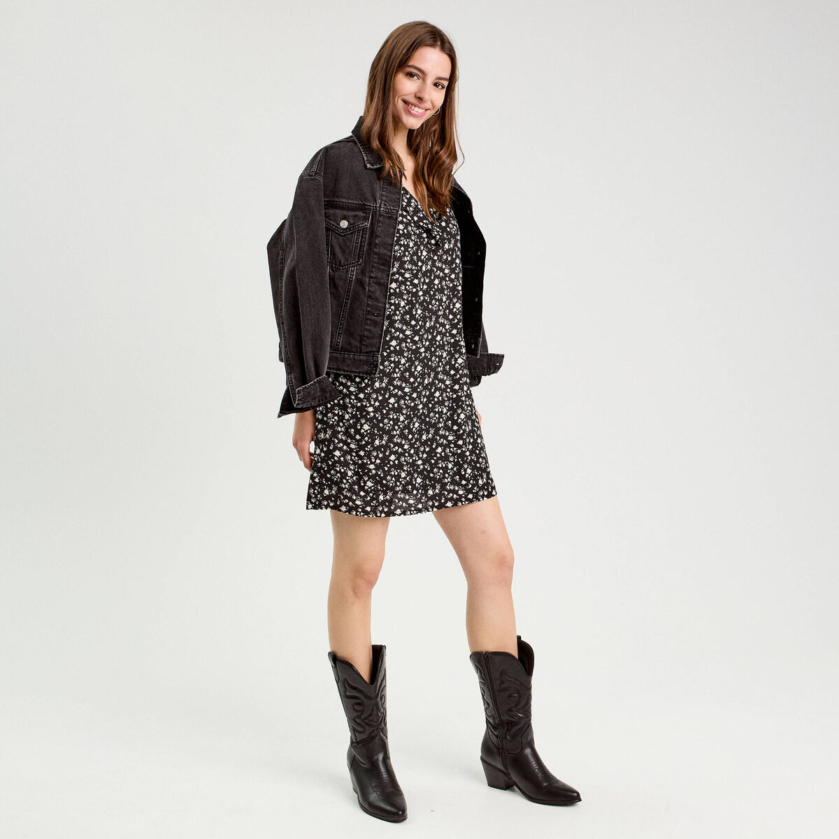 Robe droite manches 3/4 blanc femme