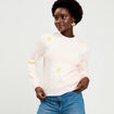 Pull motif fleurs rose clair femme