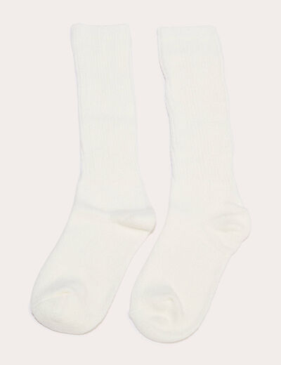 Chaussettes hautes ecru femme