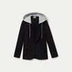 Veste cintr&eacute;e col tailleur &agrave; capuche noir femme