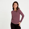 T-shirt ajust&eacute; col rond manches longues rose femme
