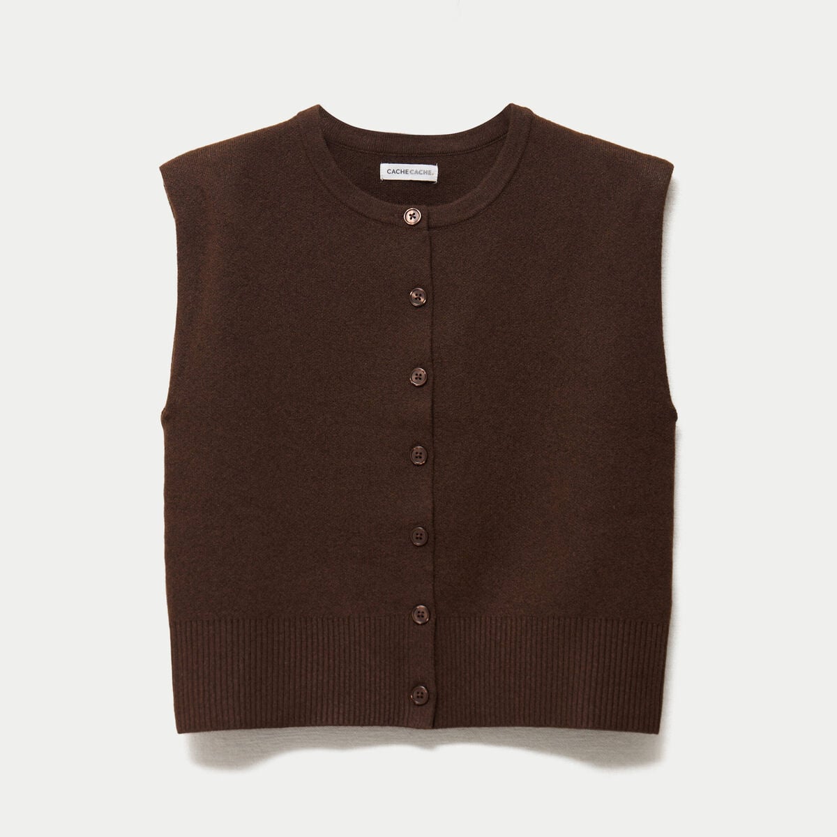 Gilet sans manches marron fonc&eacute; femme