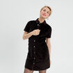 Robe cintr&eacute;e boutonn&eacute;e velours noir femme