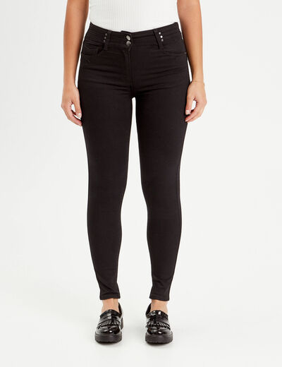 Jeans skinny push-up taille haute denim noir femme