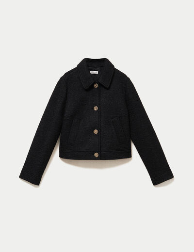 Veste droite courte sans manches noir femme