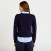 Pantalon large taille haute bleu marine femme