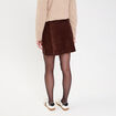 Jupe trap&egrave;ze en velours marron fonc&eacute; femme