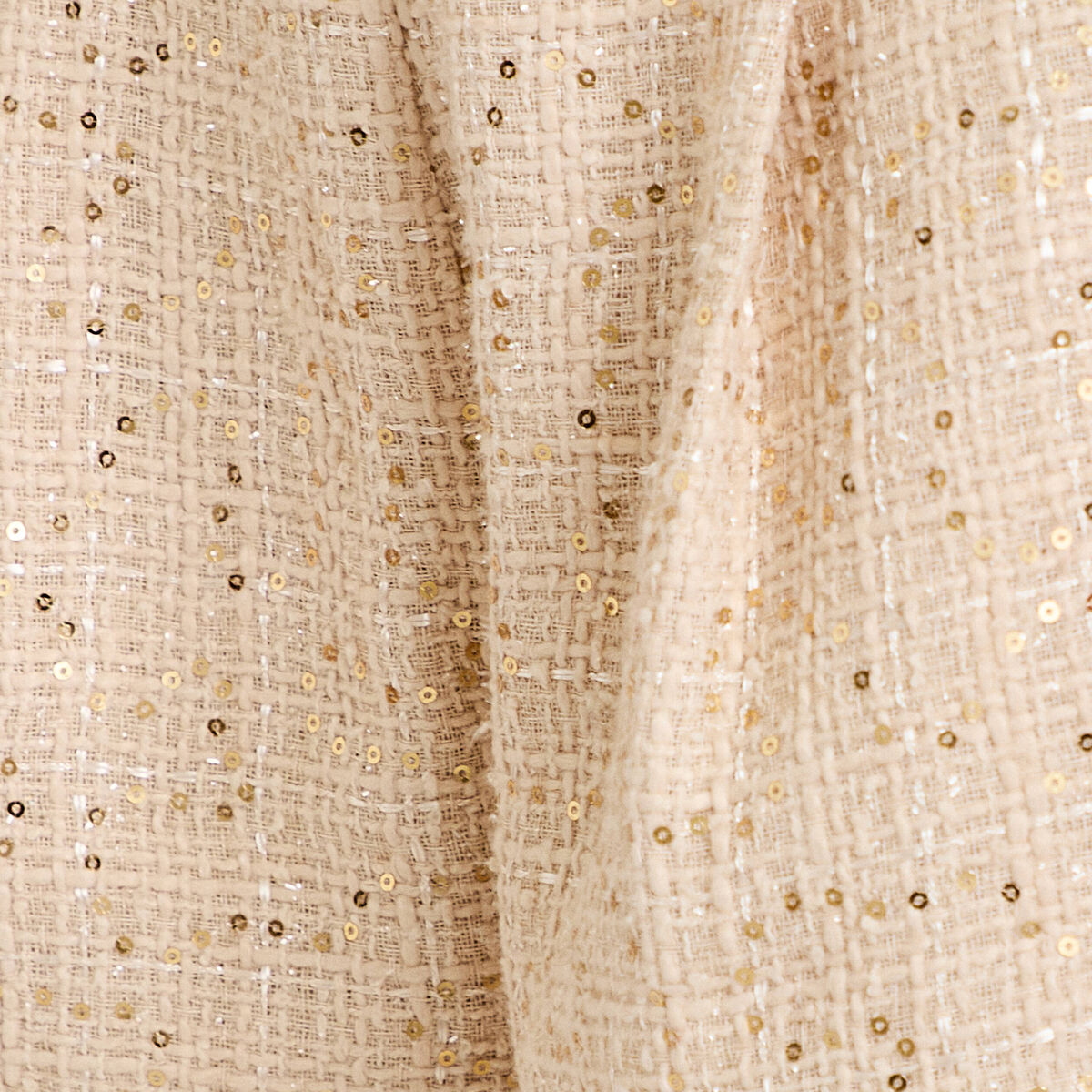 Short large taille haute en tweed ivoire femme