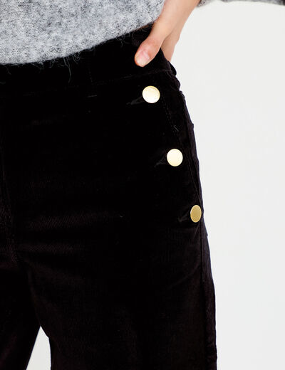Pantalon bootcut taille haute velours noir femme
