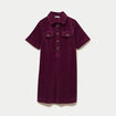 Robe courte droite en velours coton prune femme
