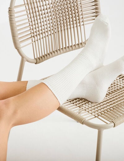 Chaussettes hautes ecru femme