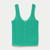 D&eacute;bardeur ajour&eacute; aspect dentelle col v vert femme