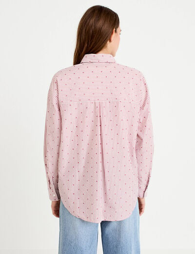 Chemise droite manches longues rouge clair femme